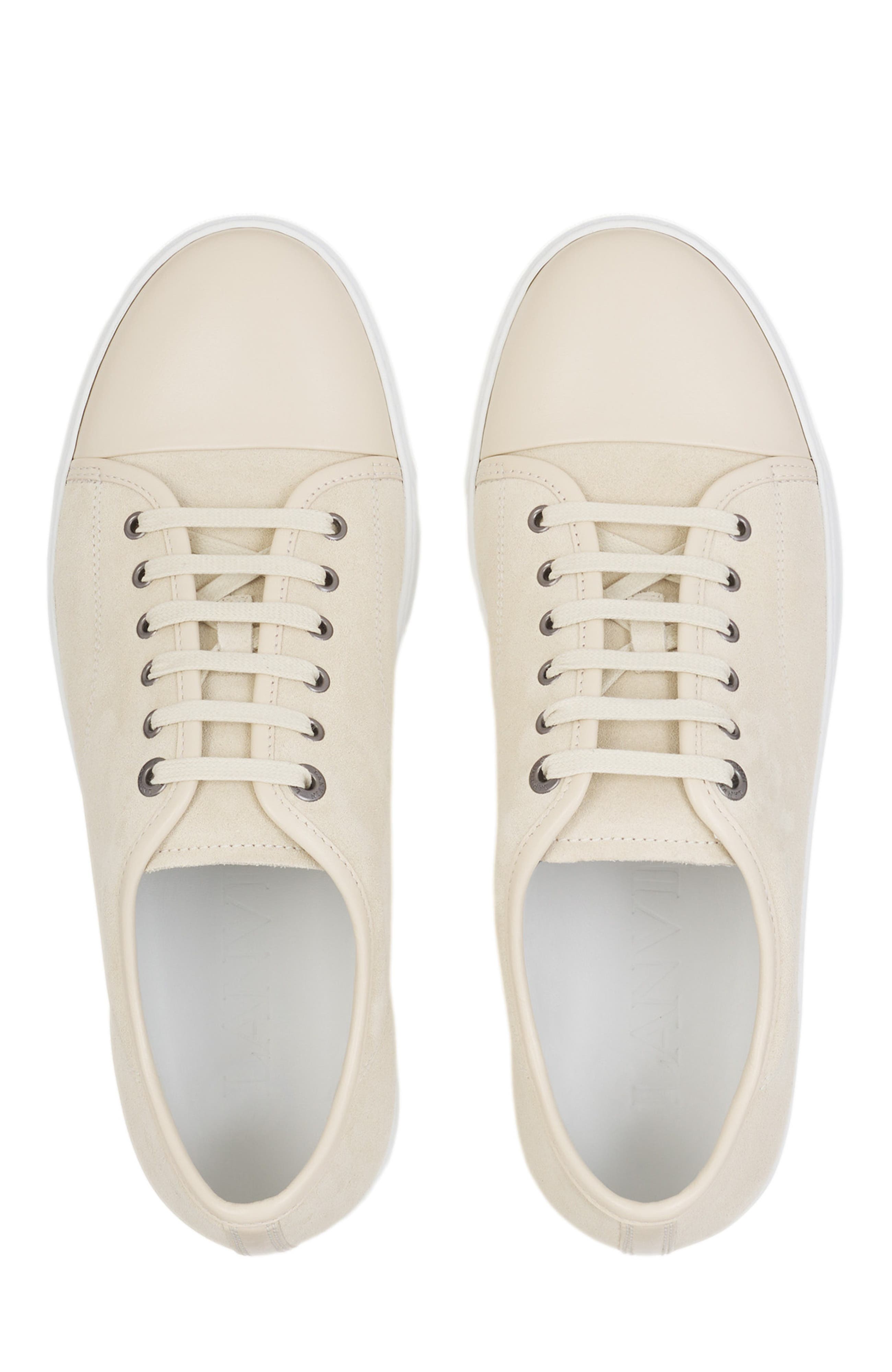Lanvin DBB1 LEATHER AND SUEDE SNEAKERS, Alternate, color, Vanille