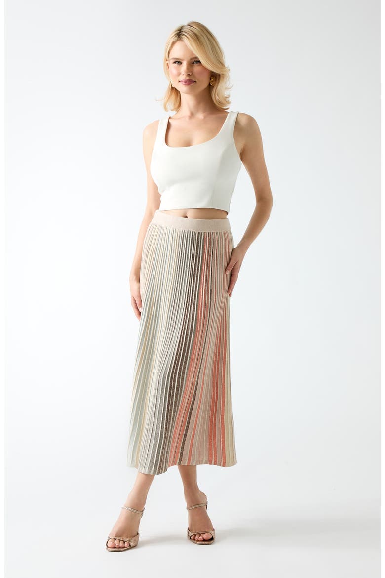 Rosy Pleat Knit Midi Skirt, Alternate, color, BROWN