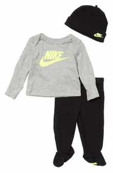 Nike Logo Graphic Tee, Hat & Footed Pants Set