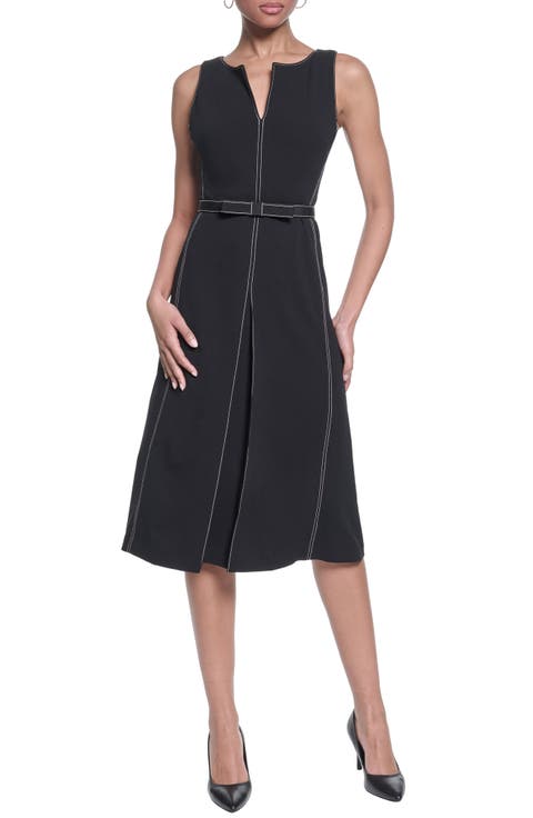 Sleeveless Scuba Crepe A-Line Dress