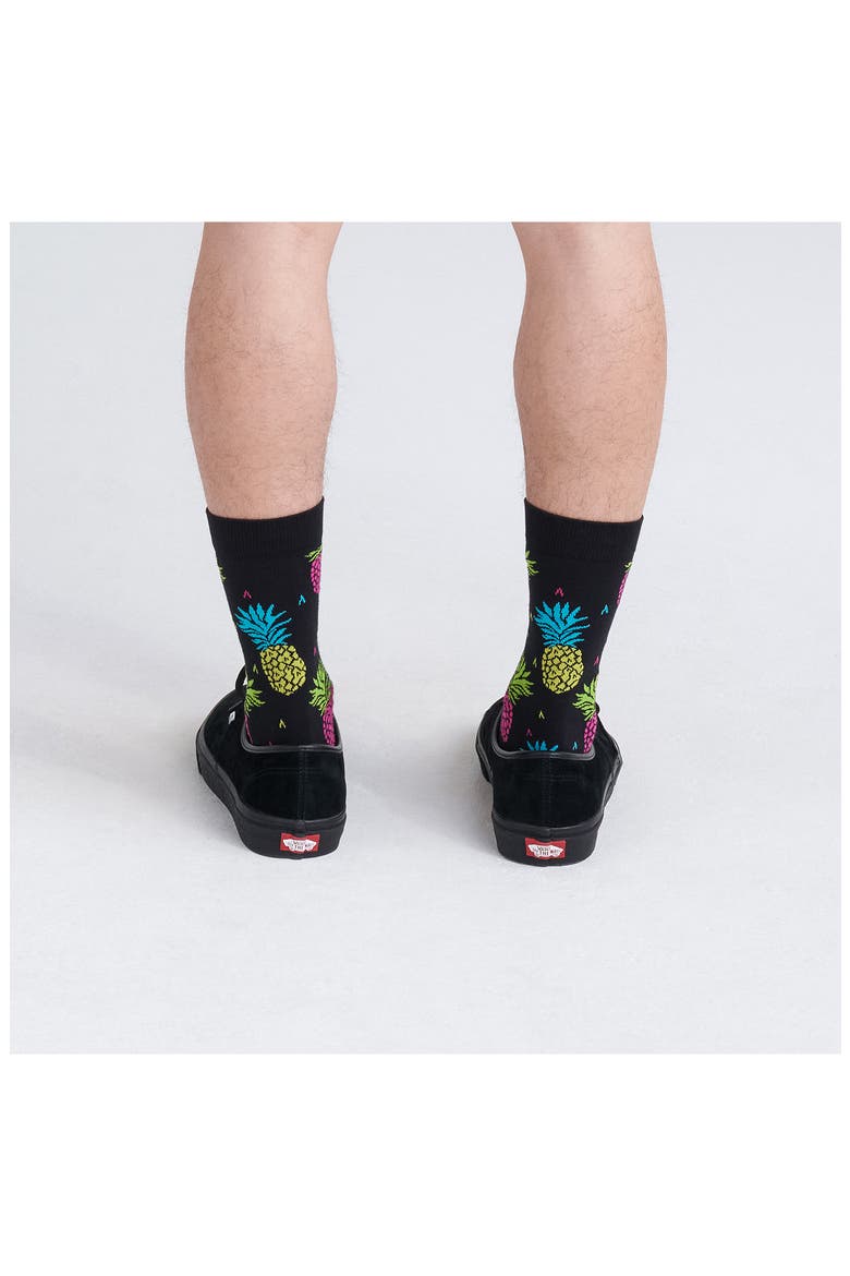 Whole Package Crew Socks, Alternate, color, PINEAPPLE FLIP- BLACK