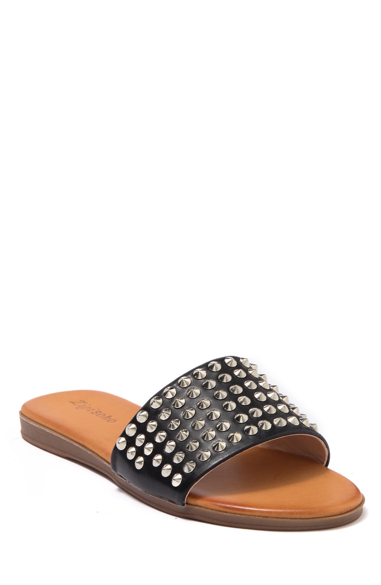 Endrene Studded Sandal, Main, color, BLACK