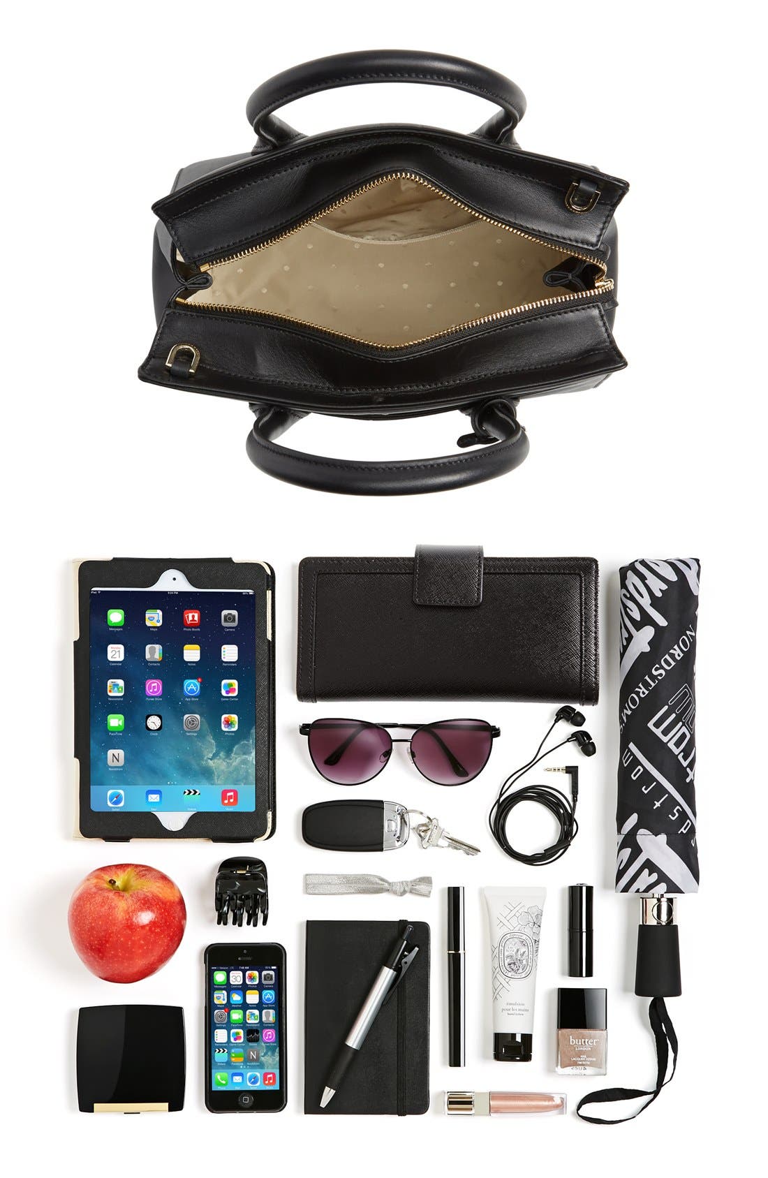 'lucca drive - small candace' leather satchel, Alternate, color, BLACK