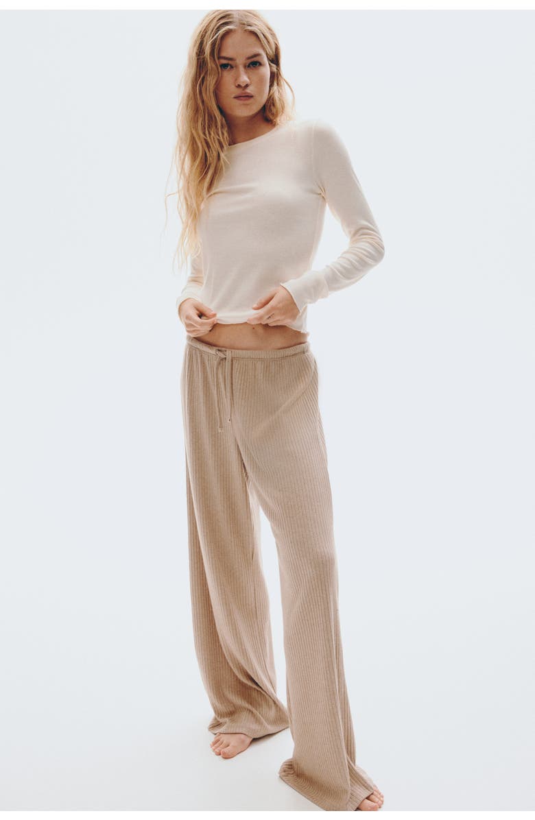 H&M Wide Rib-knit Trousers, Alternate, color, 