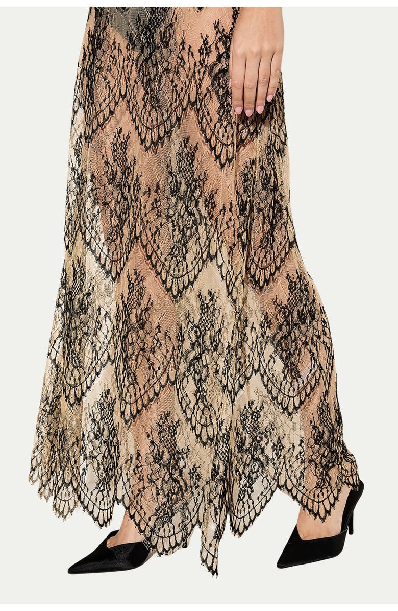 MissPap Premium Sheer Lace Maxi Dress, Alternate, color, Nude