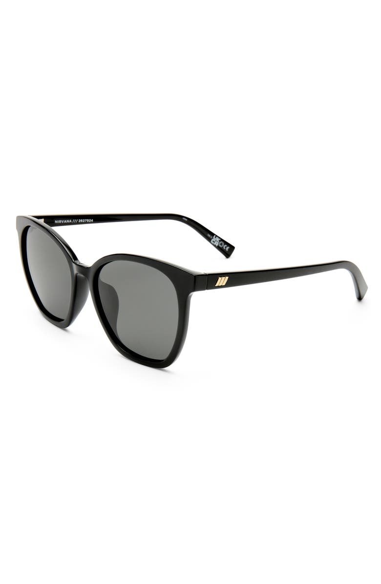 Le Specs 54mm Nirvana Cat Eye Sunglasses, Alternate, color, Black / Smoke Mono Polarized