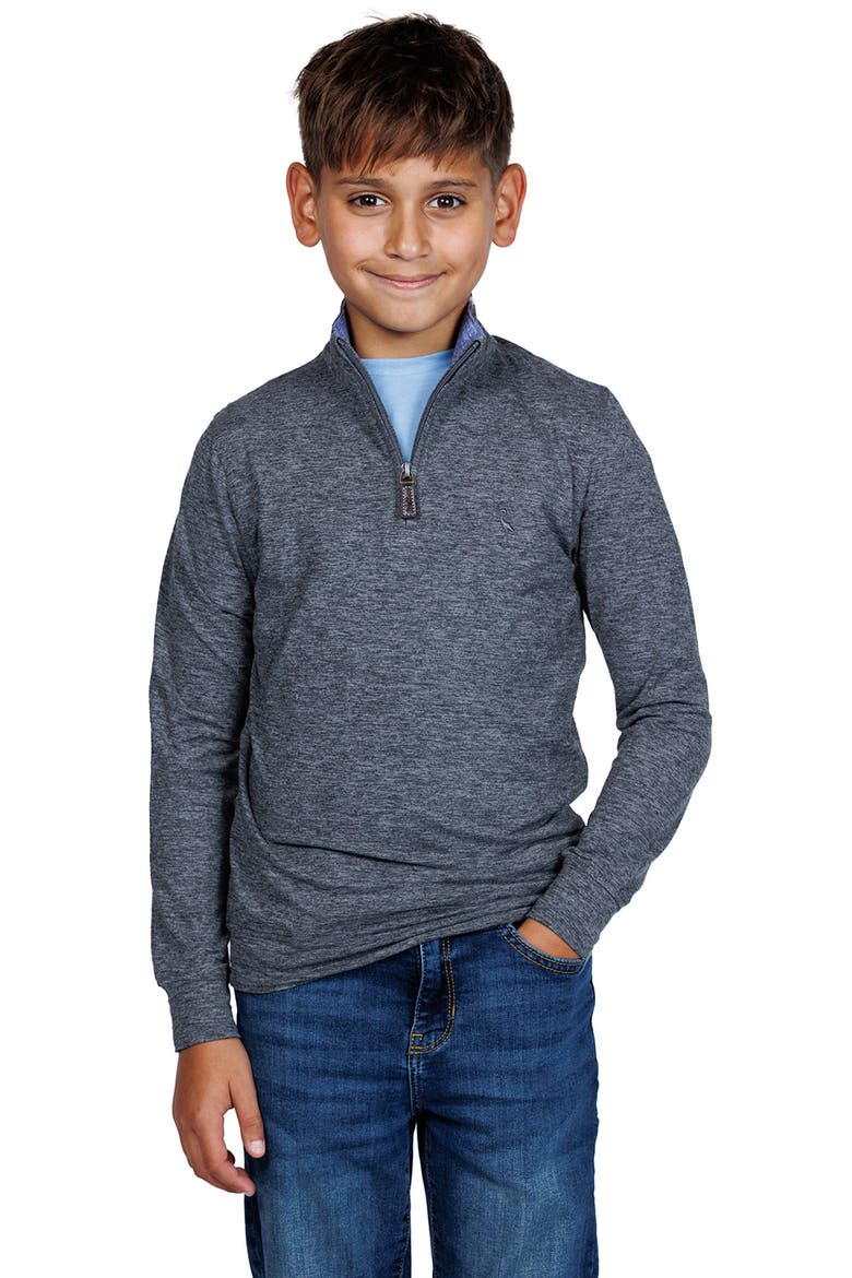 Kids' Brushed Mélange Quarter Zip Pullover, Main, color, CHARCOAL HEATHER