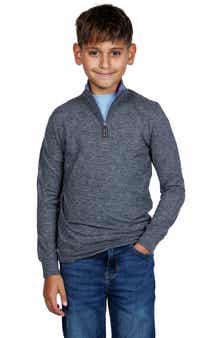 TailorByrd Kids' Brushed Mélange Quarter Zip Pullover