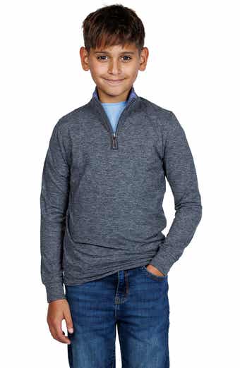 TailorByrd Kids' Brushed Mélange Quarter Zip Pullover