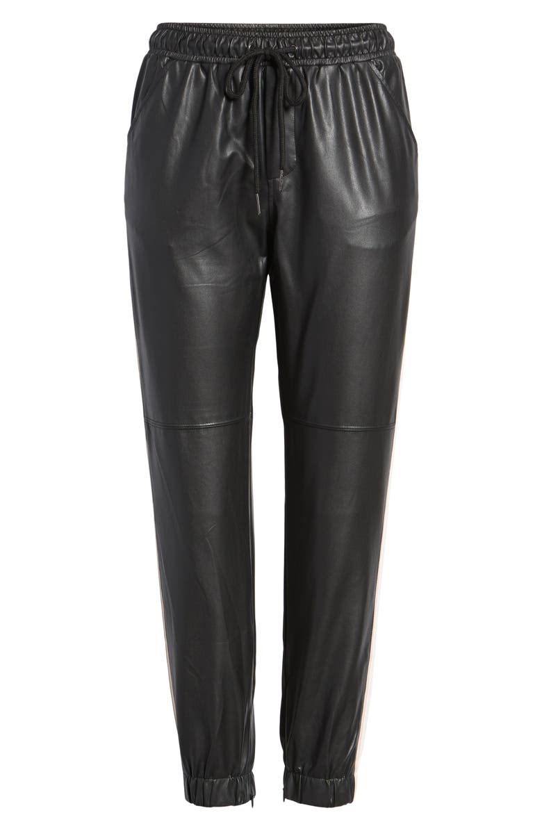David Lerner Side Stripe Faux Leather Jogger Pants, Alternate, color,