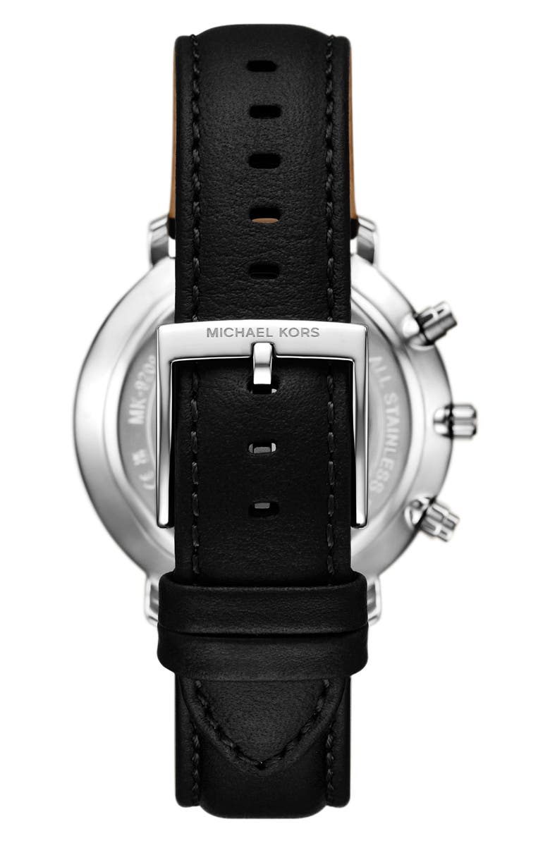 Michael Kors Blake Multifunction Leather Strap Watch, 42mm, Alternate, color, Silver