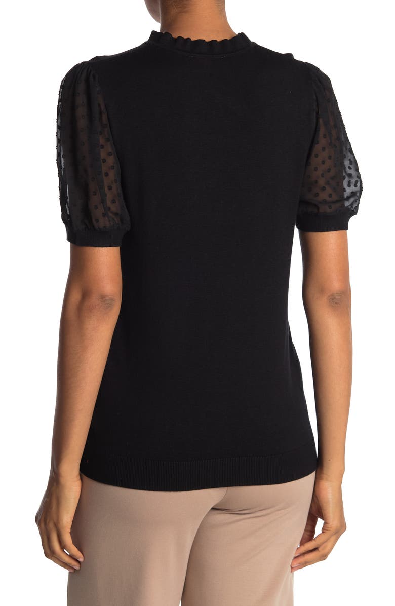 Adrianna Papell Short Puff Sleeve Sweater Top, Alternate, color, 