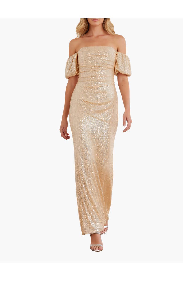 Needle 
Thread Sunbeam Valentina Off-Shoulder Gown, Alternate, color, Antique Gold