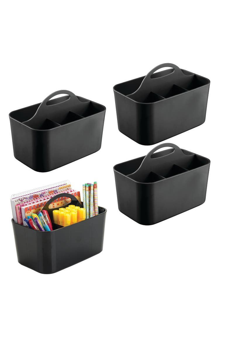 mDesign Small Plastic Caddy Tote for Desktop Office Supplies, 4 Pack, Alternate, color, 