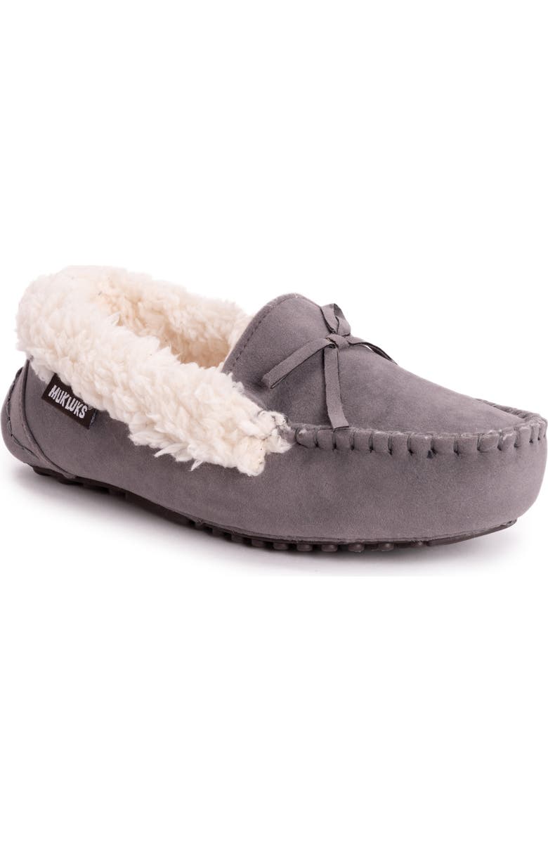MUK LUKS Jaylah Faux Shearling Lined Slipper, Main, color, Light Grey