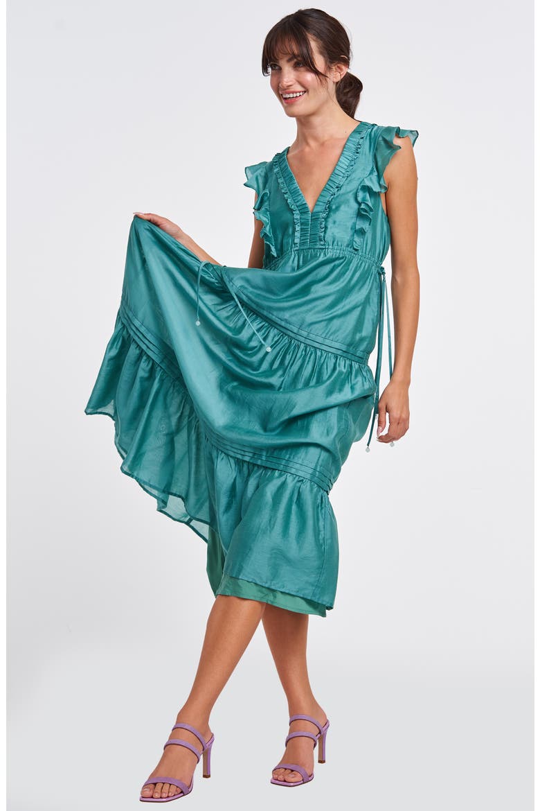 Rhaella Tiered Maxi Dress, Alternate, color, TEAL