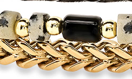 Hmy Jewelry Set Of 3 Assorted Bead, Chain & Leather Bracelets In Black