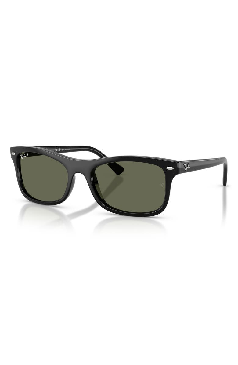 Ray-Ban 54mm Polarized Square Sunglasses, Alternate, color, Black / Polar Green