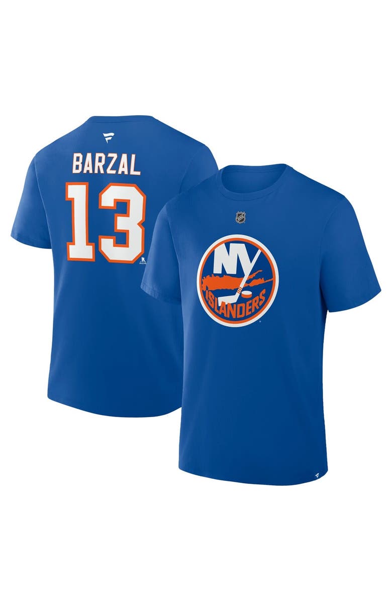 FANATICS Men's Fanatics Mathew Barzal Royal New York Islanders Authentic Stack Name & Number T-Shirt, Main, color, Royal