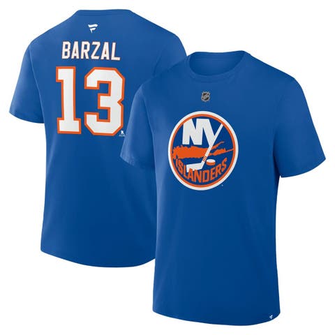 Men's Fanatics Mathew Barzal Royal New York Islanders Authentic Stack Name & Number T-Shirt