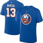 FANATICS Men's Fanatics Mathew Barzal Royal New York Islanders Authentic Stack Name & Number T-Shirt