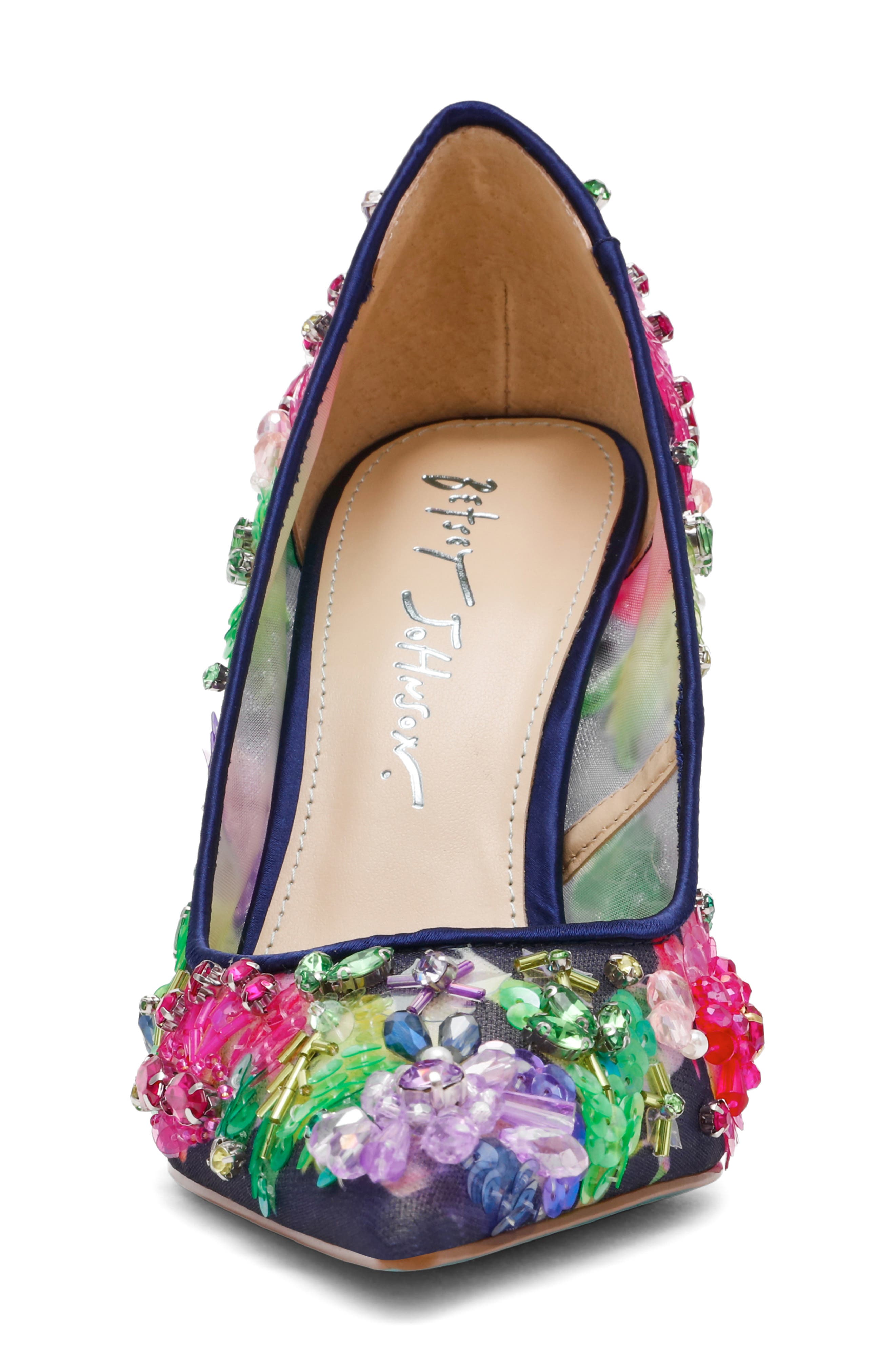 Betsey Johnson Netta Pointed Toe Pump, Alternate, color, Navy Multi