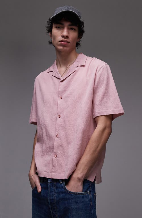 Topman Short Sleeve Crinkle Shirt In Pink