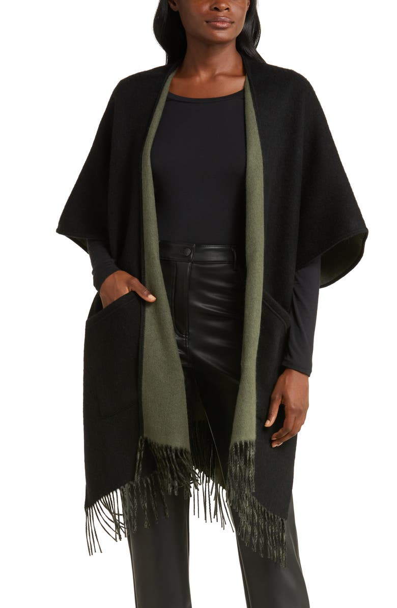 Nordstrom Reversible Pocket Wool & Cashmere Ruana, Main, color,