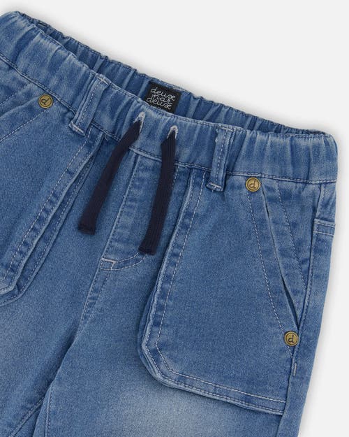 Deux Par Deux Little Boy's French Terry Denim Jogger Pant Denim Blue In Denim Blue