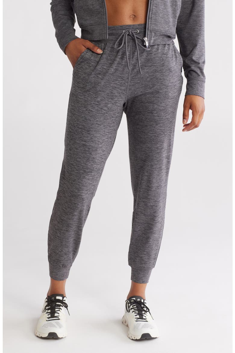 Space Dye High Waist Slim Joggers, Main, color, BLACK SPACEDYE