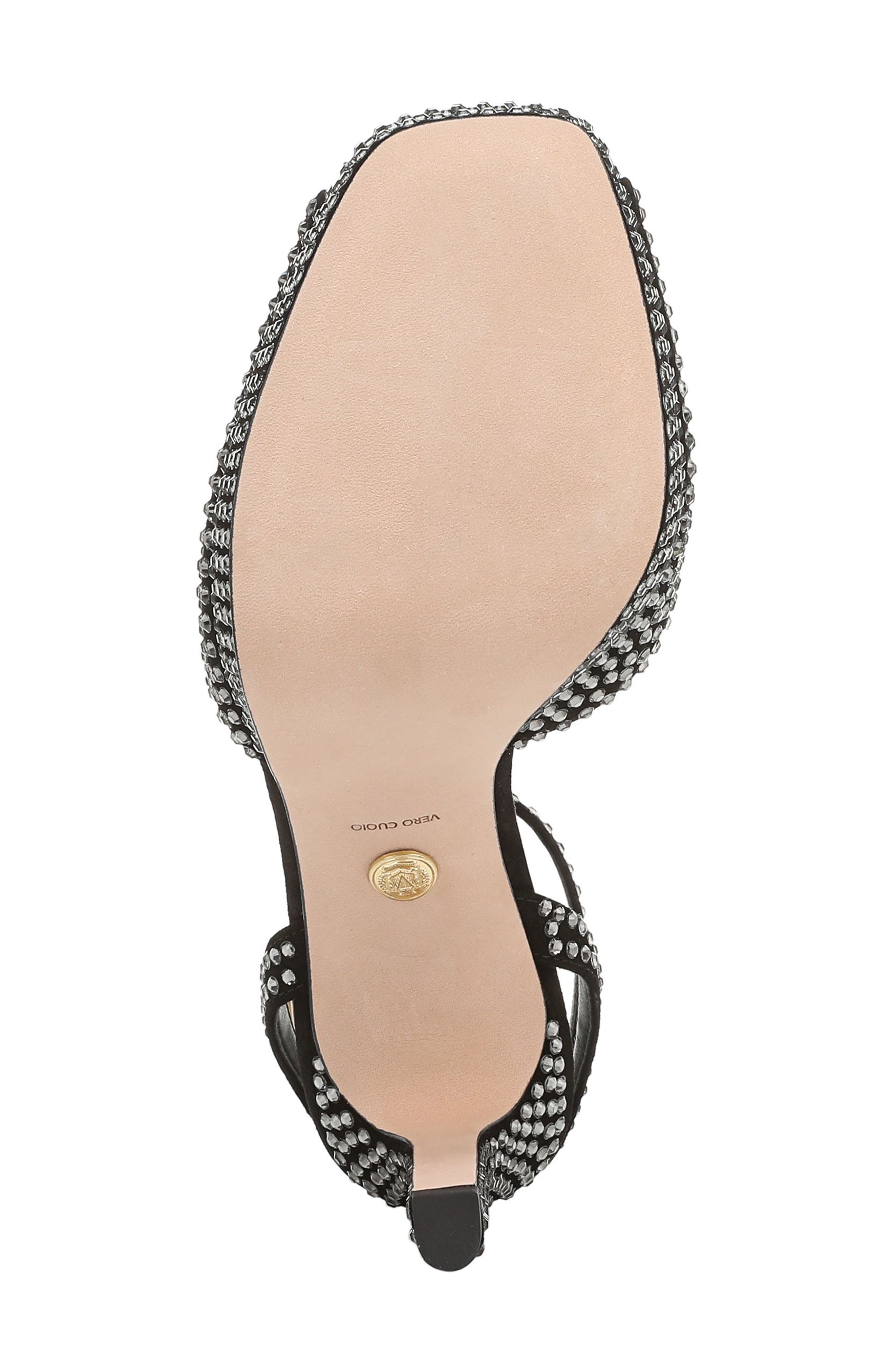 Veronica Beard Brianne Crystal Ankle Strap Platform Sandal, Alternate, color, Black