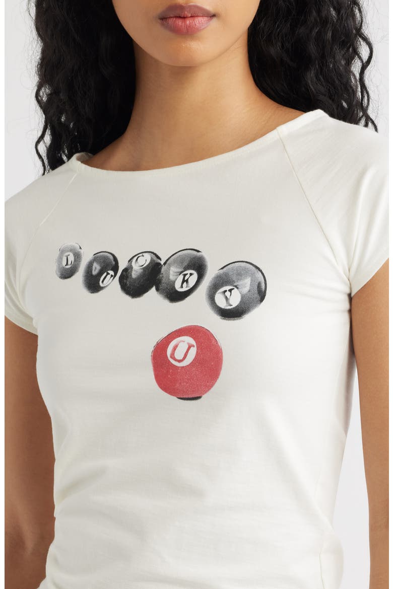 Lucky U Graphic Baby Tee, Alternate, color, MARSHMALLOW