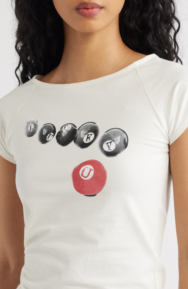 Vinyl Icons Lucky U Graphic Baby Tee, Alternate, color, Marshmallow