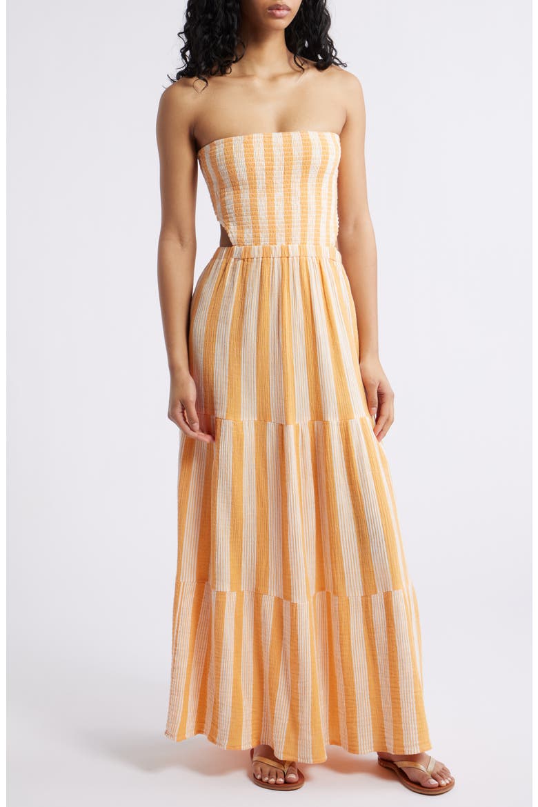 Premium Surf Stripe Tiered Cotton Maxi Dress, Main, color, MANGO