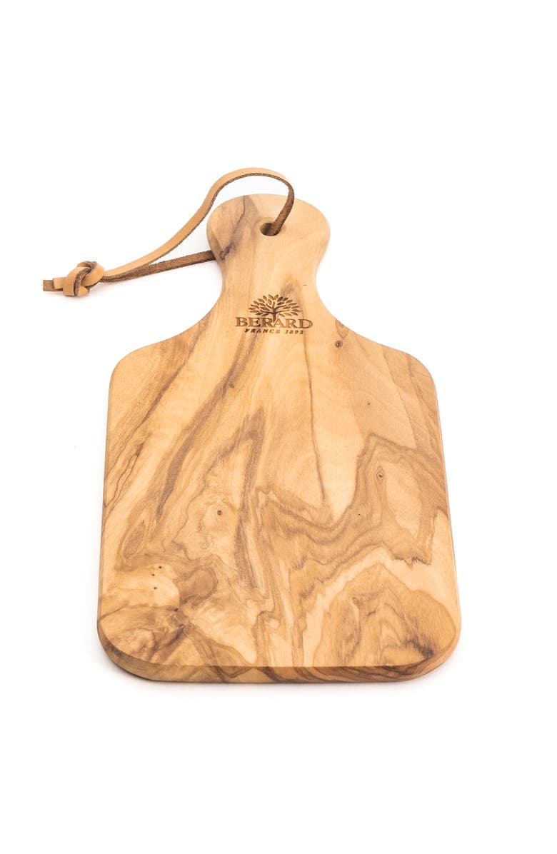 Berard Olivewood Handcrafted 8-Inch Cutting Board with Handle, Alternate, color, Brown