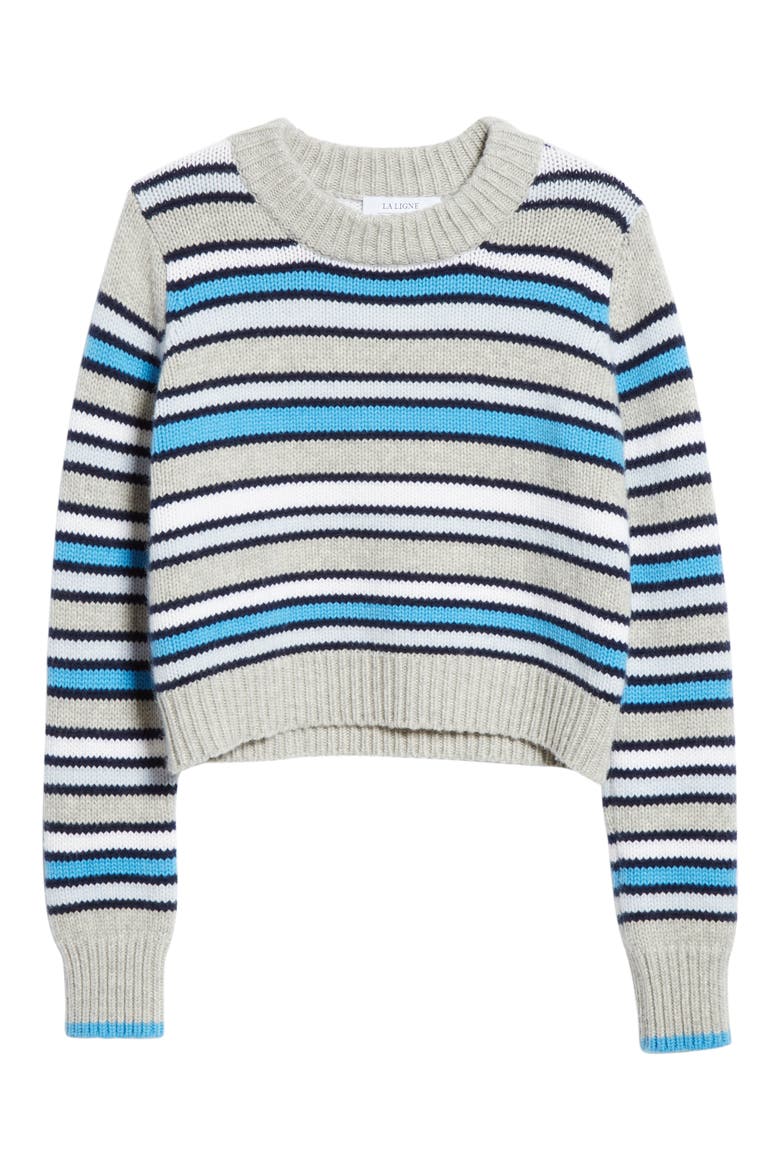 Mini Marin Stripe Wool & Cashmere Sweater, Alternate, color, TONAL BLUE