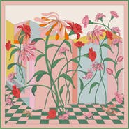 Jessie Zhao New York Double Sided Silk Scarf of Flowers Daydreams