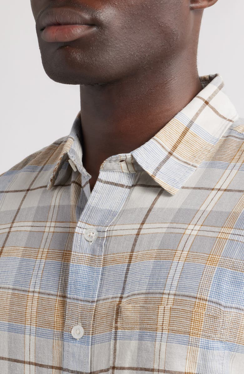 Pendleton Dawson Plaid Linen Blend Button-Up Shirt, Alternate, color, Grey Multi Plaid