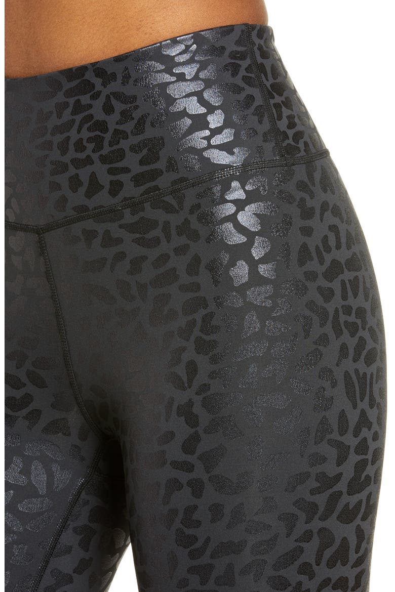 Chi Chi Foil Animal Print High Waist Leggings, Alternate, color, BLACK SHINE