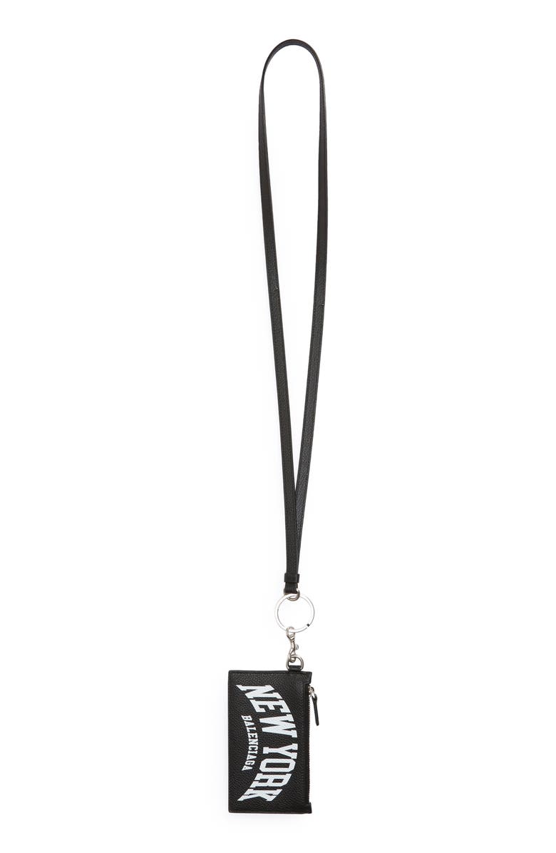 Balenciaga New York Leather Lanyard Card Case, Main, color, 