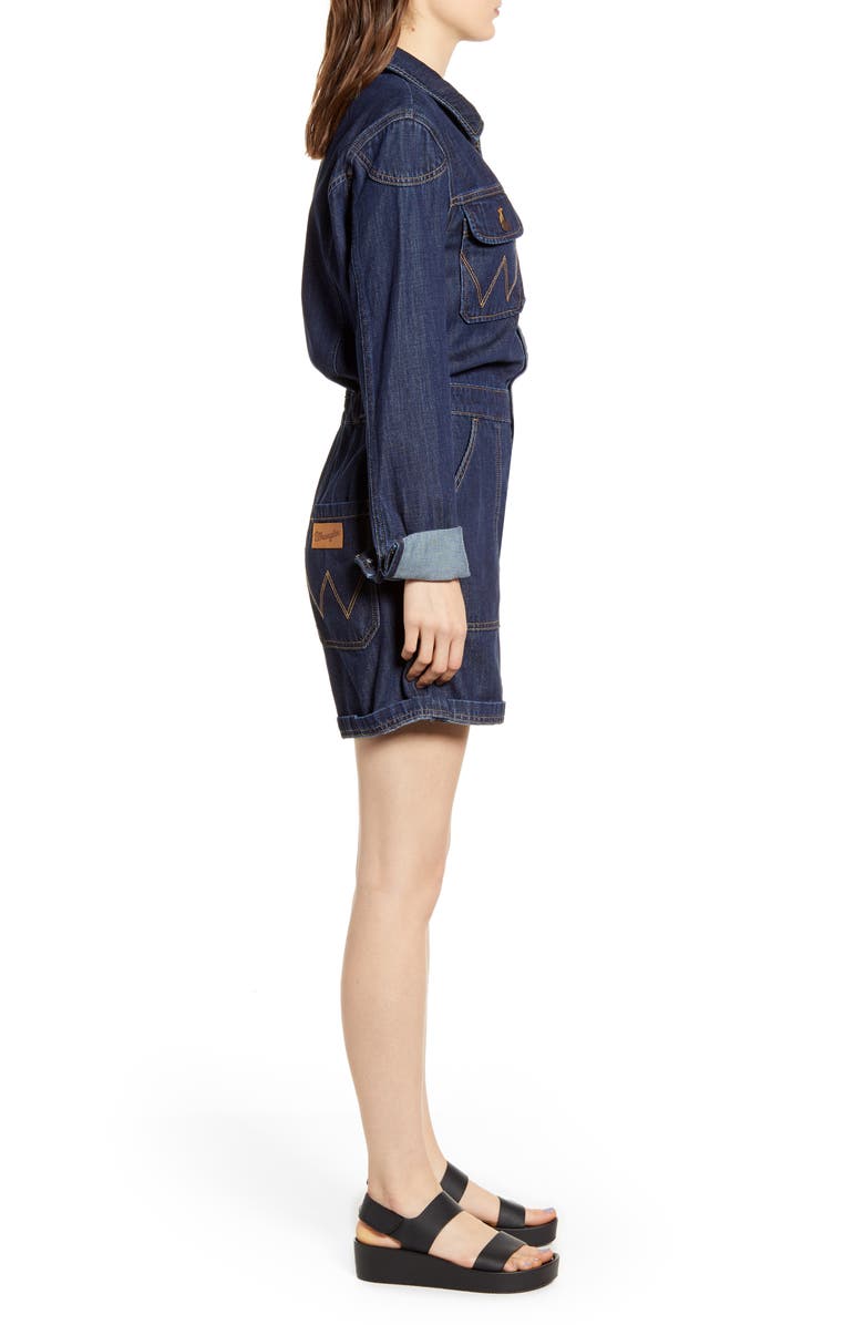 Wrangler Long Sleeve Denim Romper, Alternate, color,