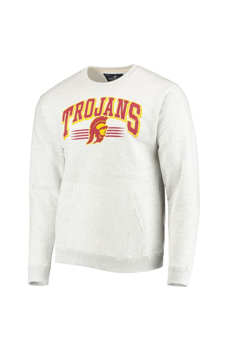 LEAGUE COLLEGIATE WEAR Men's League Collegiate Wear Heathered Gray USC Trojans Upperclassman Pocket Pullover Sweatshirt, Alternate, color, 