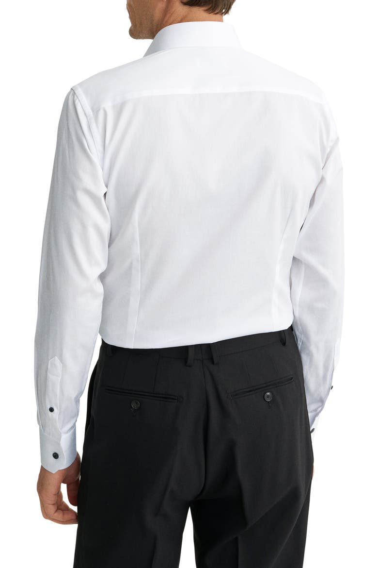 Slim Fit White Cotton Twill Dress Shirt, Alternate, color, WHITE