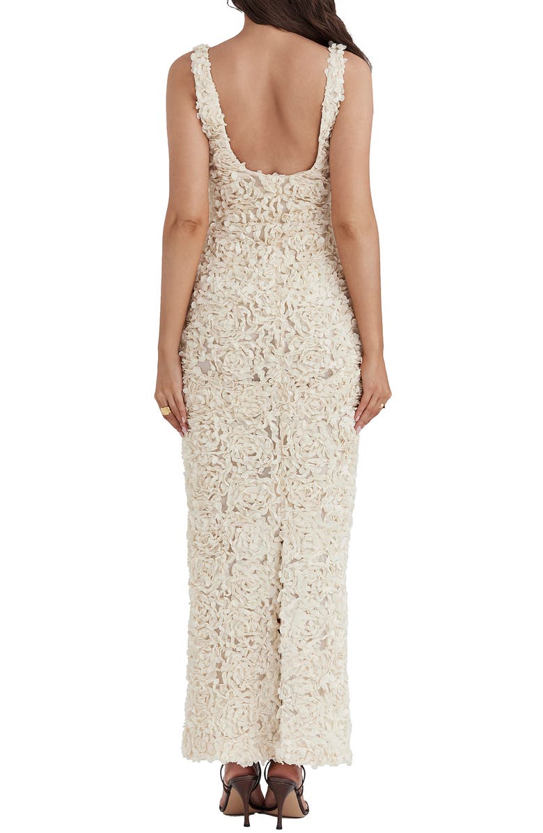 HOUSE OF CB Carena 3D Floral Appliqué Plunge Neck Gown, Alternate, color, Bleached Sand