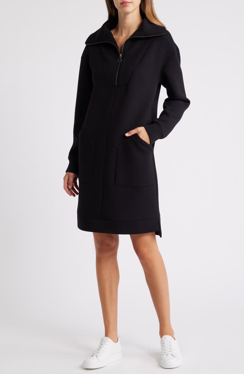 Caslon<sup>®</sup> Half Zip Long Sleeve Sweatshirt Dress, Main, color, 