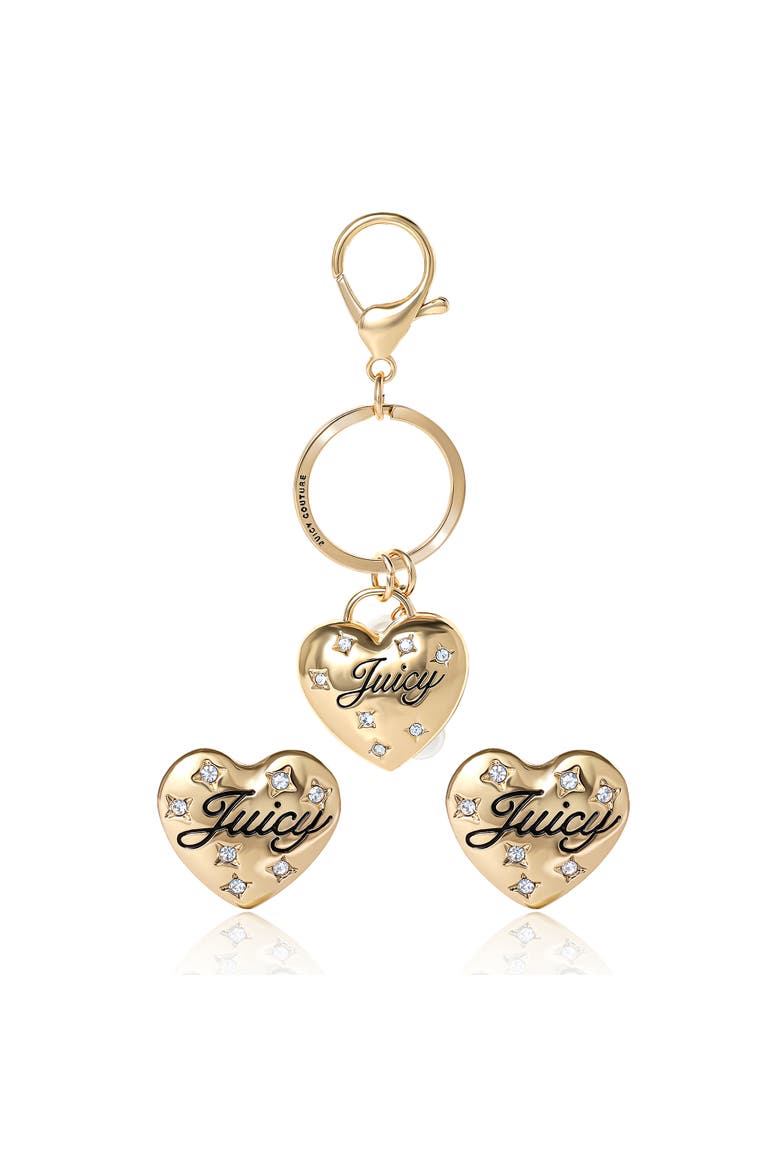 Heart Keychain & Earring Set with Crystal Accents, Alternate, color, Gold, silver