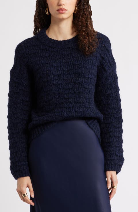 Open Stitch Crewneck Sweater
