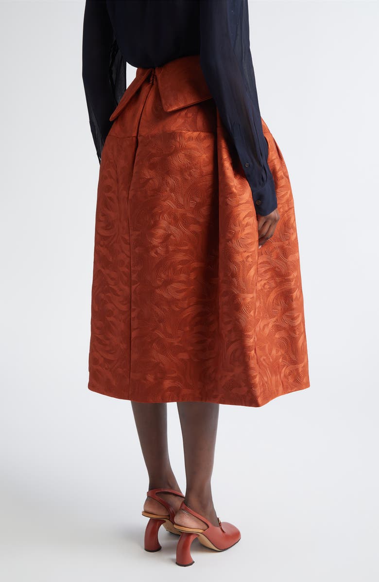 Dries Van Noten Saffy Jacquard High Waist Midi Skirt, Alternate, color, Rust