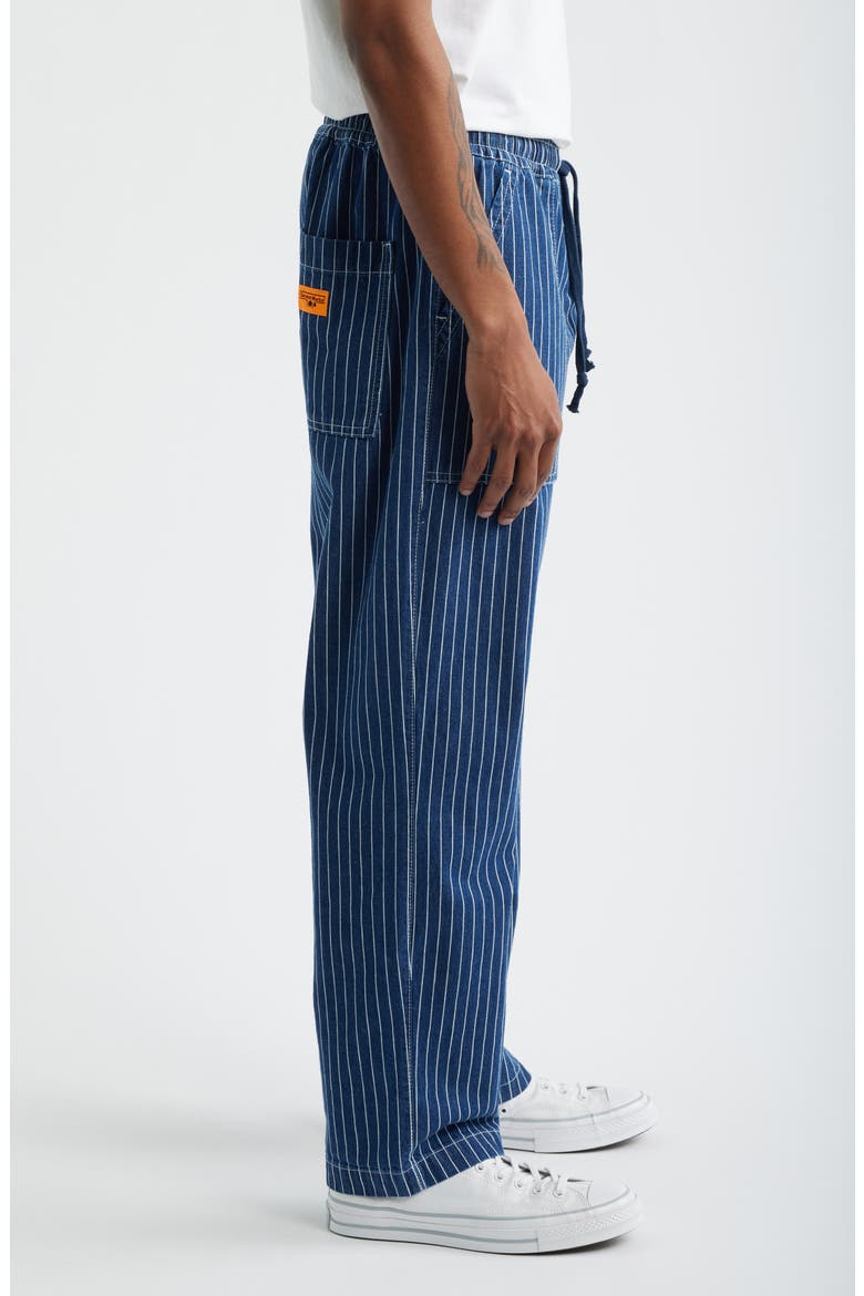 Pinstripe Denim Drawstring Chef Pants, Alternate, color, INDIGO