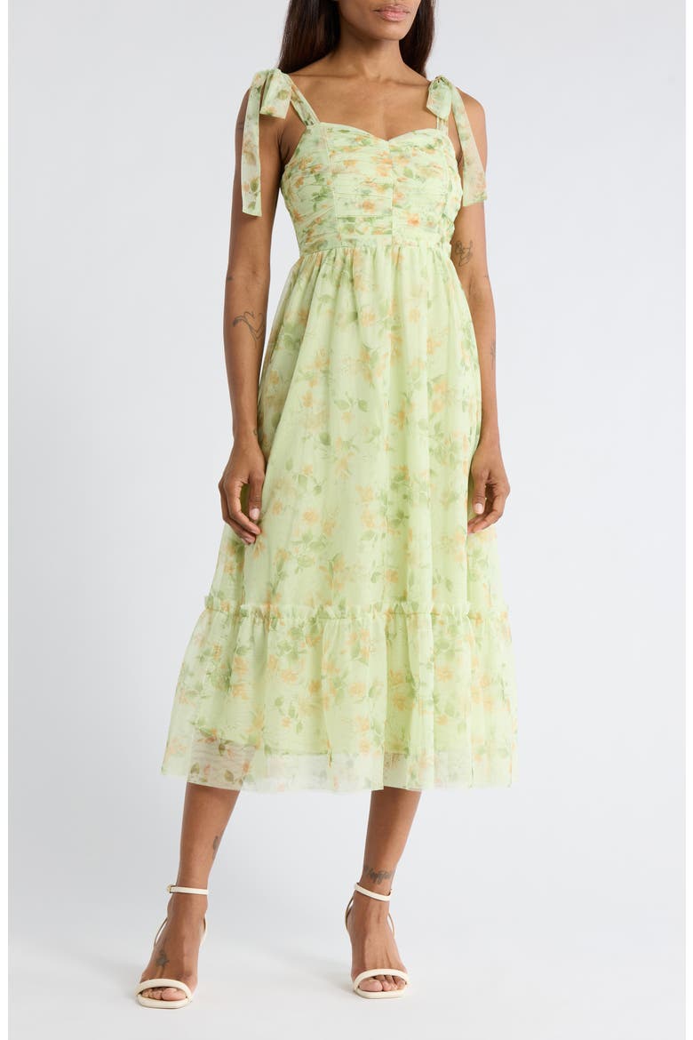 Shoulder Tie Floral Maxi Dress, Main, color, LIME MULTI